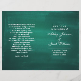 Programa de boda verde oscuro. Esmeralda moderna y