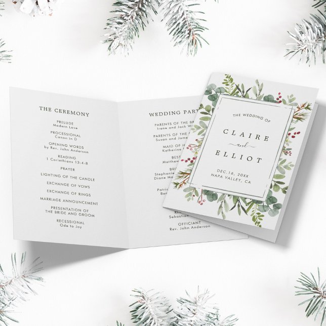 Programa de Boda Verde para Navidades de Verdeza B (Front & Inside)