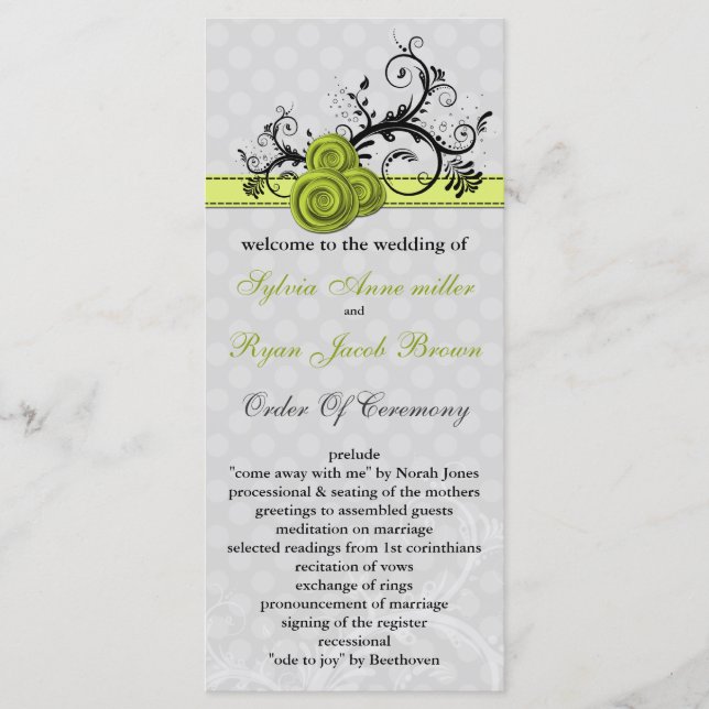 programa de boda verde pastel (Anverso)