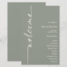 Programa de Boda Verde Sage de Caligrafía Presupue