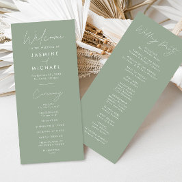 Programa de Boda Verde Sage de Escritura Moderna