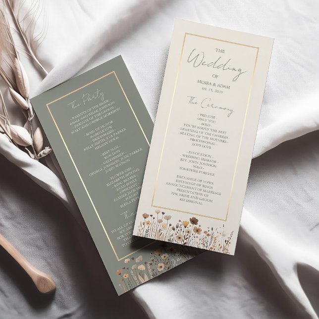 Programa de Boda Verde Salvia Boho Rústico (Subido por el creador)