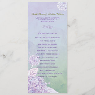 Programa de Boda Vertical de Hidrángulos Púrpura