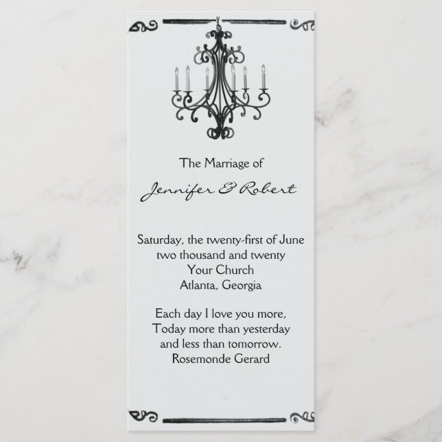 Programa de Boda Vintage Chandelier (Anverso)