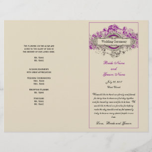 Programa de Boda Vintage con Floral Púrpura