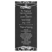 Programa de Boda Vintage de Madera Negra y Blanca