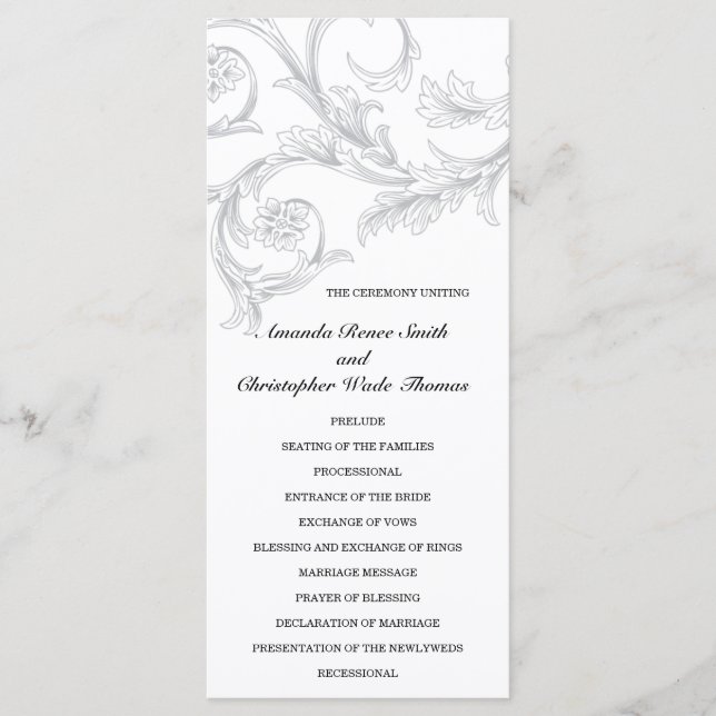 Programa de Boda Vintage Filigree (Anverso)