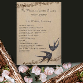 Programa de Boda Vintage Love Bird Navy