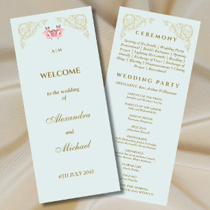 Programa de Boda Vintage Ornate Dusty Blue Rococo