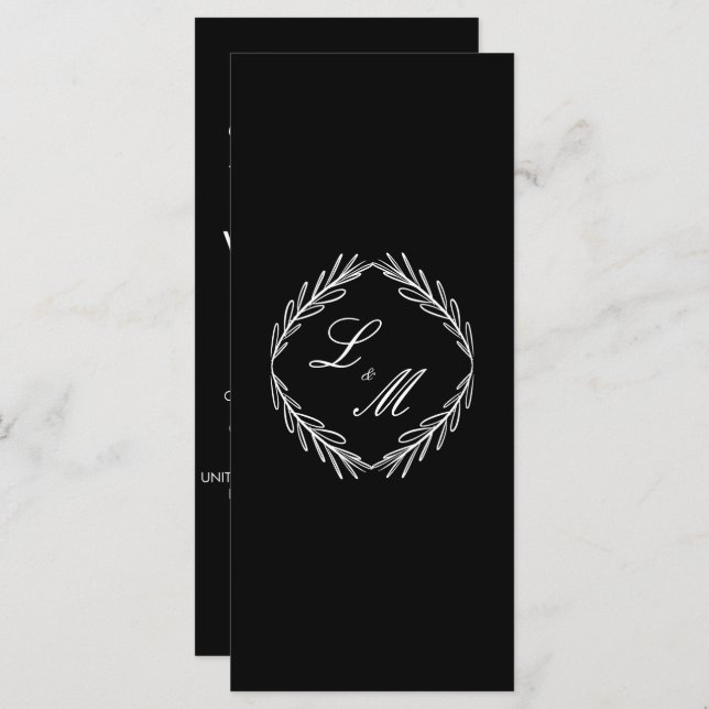 Programa de Boda W de Rama de Guión de Monograma N (Anverso / Reverso)