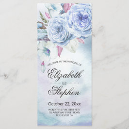 Programa de Boda Watercolor Bohemio Floral Feather