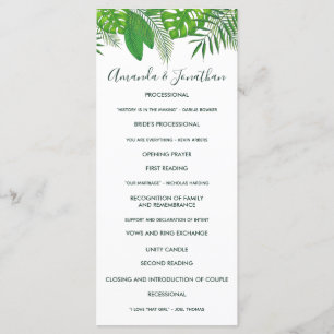 Programa de Boda Watercolor Hawaiano Aloha Luau
