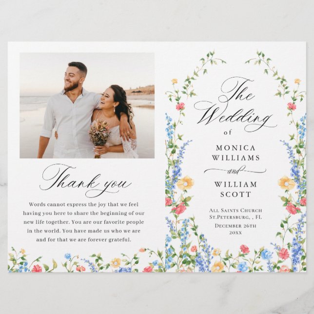 Programa de Boda Watercolor Meadow Wildflower Boho (Anverso)