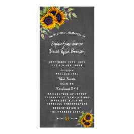 Programa de Boda Watercolor Sunflowers Chalkboard