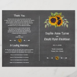 Programa de Boda Watercolor Sunflowers Chalkboard