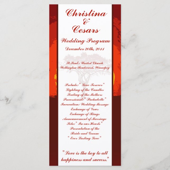 Programa de bodas 25 4 x 9 Red Sunset en África (Anverso)