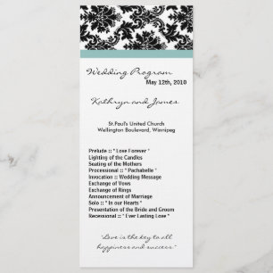 Programa de bodas 4x9 - Azul Damask negro