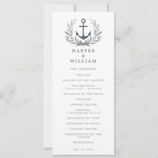 Programa de bodas Anchor Herald (Anverso)