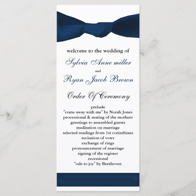 programa de bodas azul marino (Anverso)