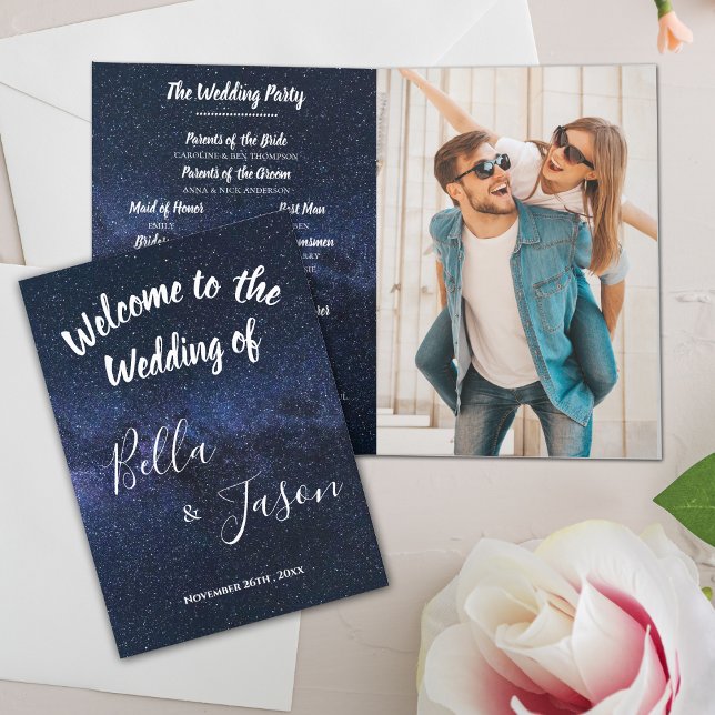 Programa de bodas bajo el Boda temática STARS (Wedding Program UNDER THE STARS Themed Wedding)