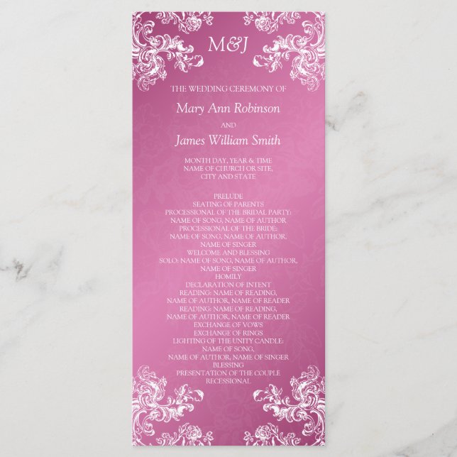 Programa de bodas Barcos Vintage 2 Rosa (Anverso)