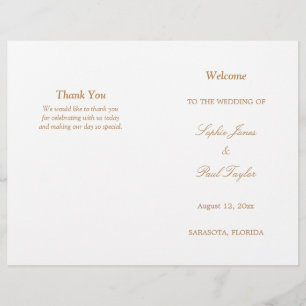 Programa de Bodas Bi-Fold con Guión Beige Dorado