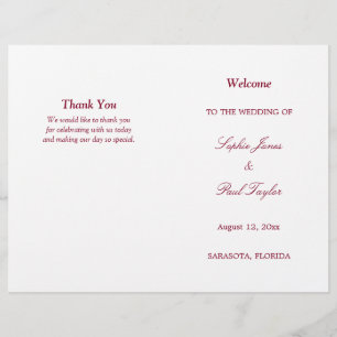 Programa de Bodas Bi-Fold con Guión Borgoñino