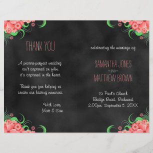 Programa de Bodas Bi-Fold de Floral Rosa de Hibisc