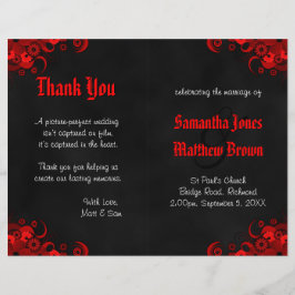 Programa de Bodas Bi-Fold de Gótico Floral Negro y