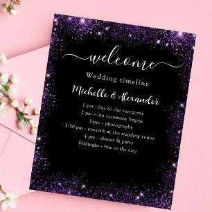 Programa de bodas bienvenida morada negra