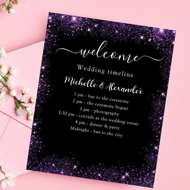 Programa de bodas bienvenida morada negra (Subido por el creador)