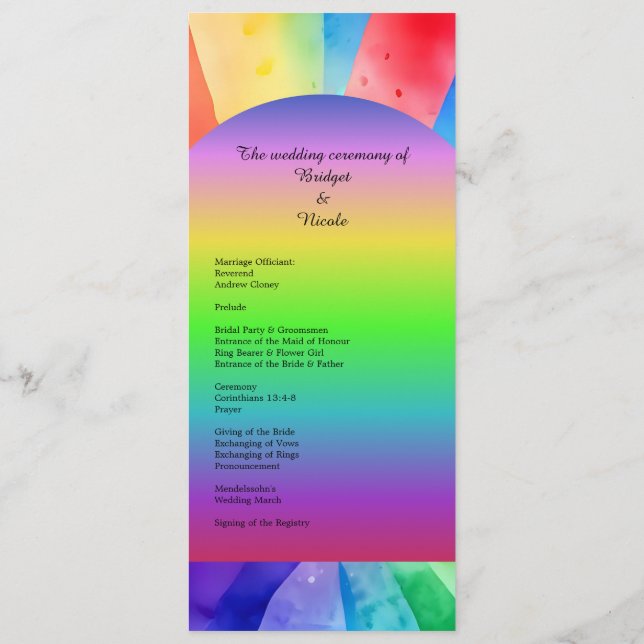 programa de bodas bisexuales lgbtq y menú (Reverso)