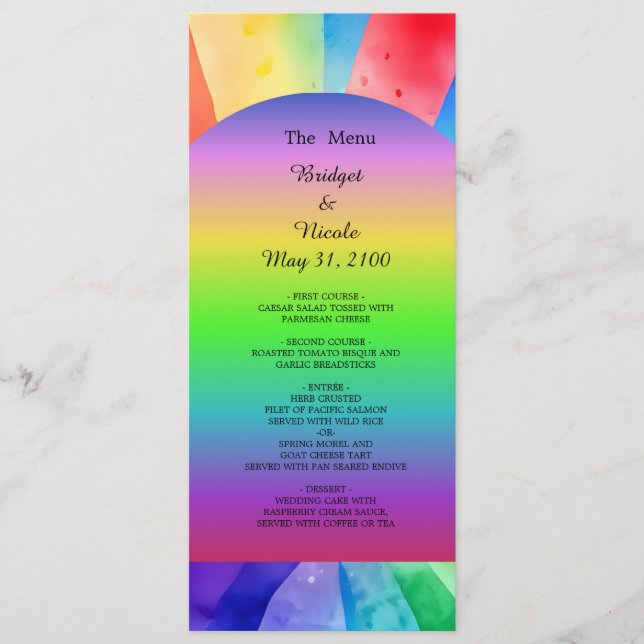 programa de bodas bisexuales lgbtq y menú (Anverso)