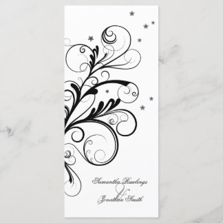 Programa de bodas - Bizcocho con flor blanca negra