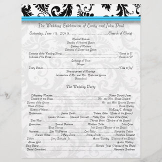 Programa de Bodas Black Damak Swirls Bright Aqua