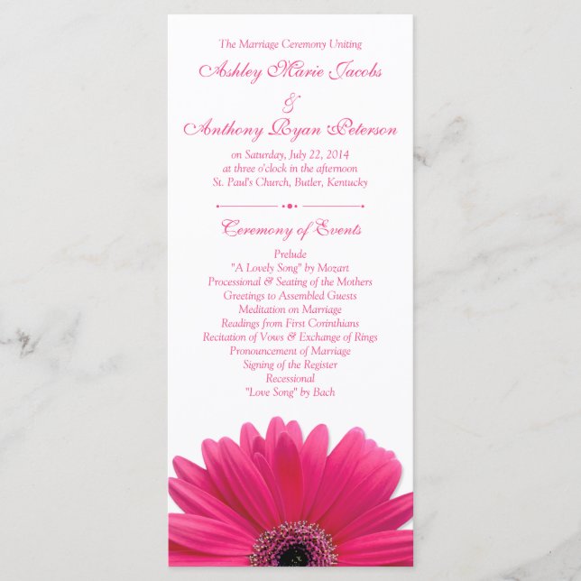 Programa de Bodas Blancas de Gerbera Daisy (Anverso)