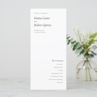 Programa de Bodas Blancas y Negra Ultra Minimalist