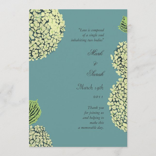 Programa de bodas Blue Hydrangea (Anverso)