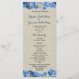 Programa de bodas Blue Hydrangea y Burlap