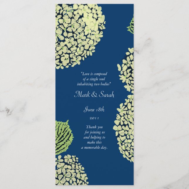 Programa de bodas Blueberry Hydrangea (Anverso)