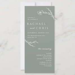 Programa de bodas botánicas de floral verde sage