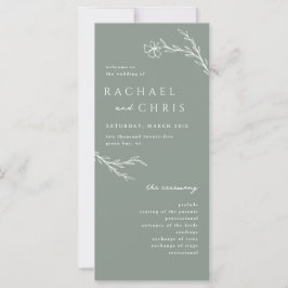 Programa de bodas botánicas de floral verde sage