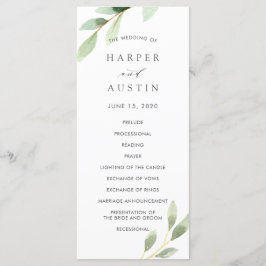 Programa de bodas botánicas de follaje verde