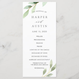 Programa de bodas botánicas de follaje verde