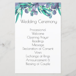 Programa de bodas botánicas de lavanda y verde bri