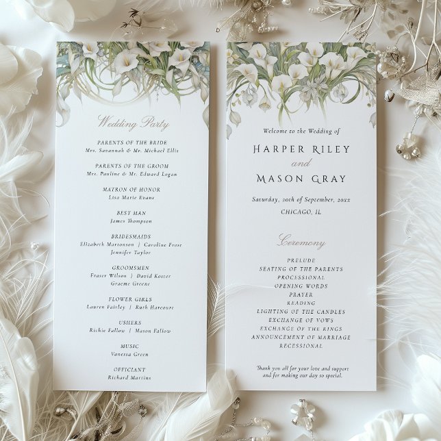 Programa de Bodas Calla Lilies Colores Pastel (Subido por el creador)