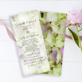 Programa de bodas casi rosadas de Hydrangea
