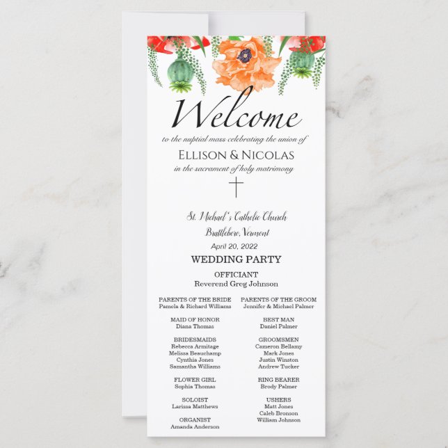 Programa de Bodas Católicas Ellison con Masas (Anverso)