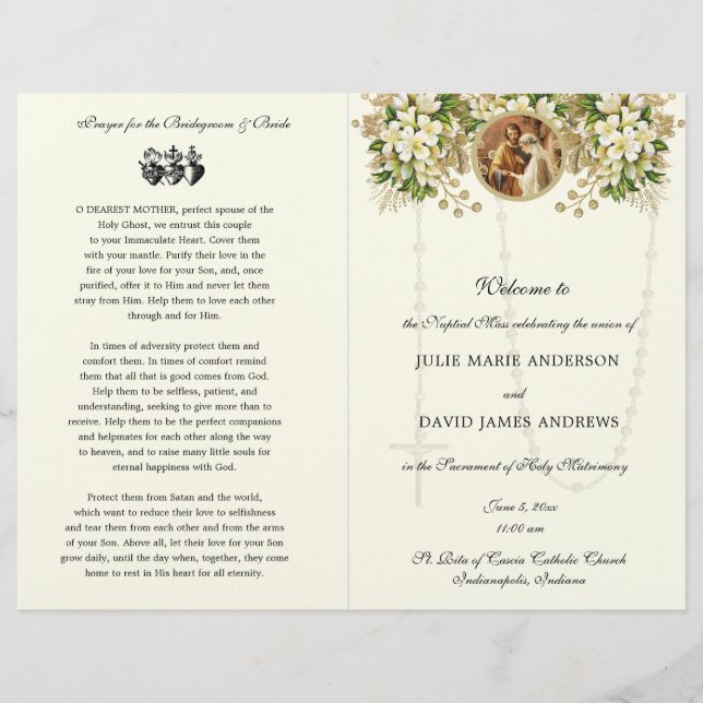 Programa de Bodas Católicas Florales (Anverso)