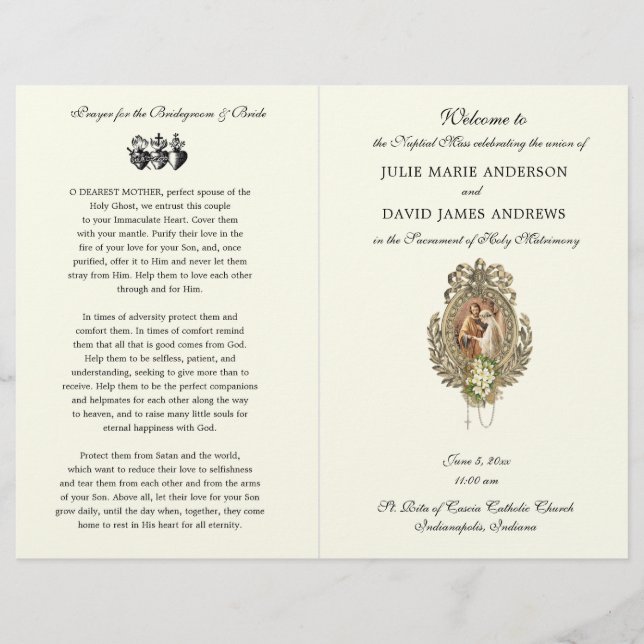 Programa de Bodas Católicas Matrimonía Floral Vint (Anverso)